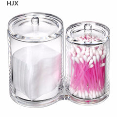 Premium Quality Acrylic Clear Cotton Ball and Swab Holder Organizer Cosmetic brush Holder Round Container Makeup Pads Swab Case