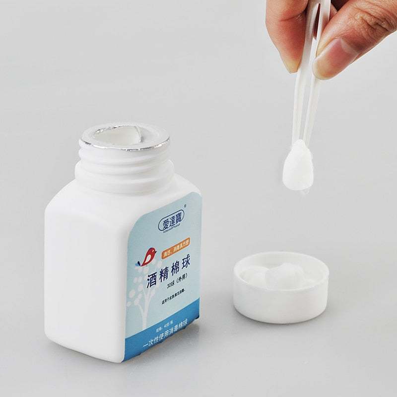 Free Shipping 60counts/2Bottles Medical Alcohol Wipes Swabs Pads Sterile Alcohol Cotton Ball Disinfect First Aid Household