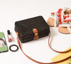 Woven Rattan Bag Round Straw Shoulder Bag Small Beach HandBags Women Summer Hollow Handmade Messenger Crossbody Bags