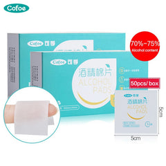 50pcs Cofoe Medical Alcohol Swab Alcohol Pads Cotton Ball Wipes Disposable Alcoholic Cotton Wound Disinfection Antiseptic