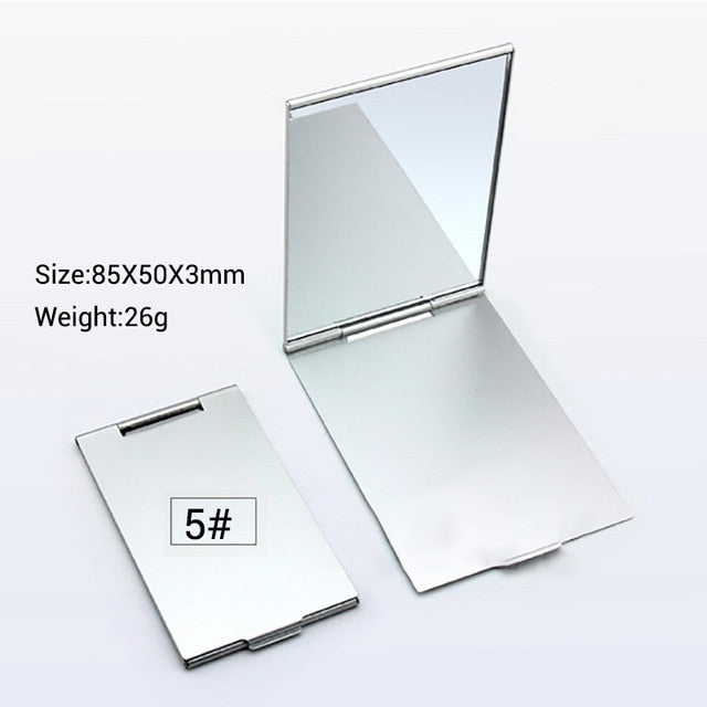 Ultra-thin Makeup Mirror Vanity Mirror Cosmetic 5 Sizes Make Up Pocket Silver Rectangle Foldable Compact Makeup Folding Mirrors