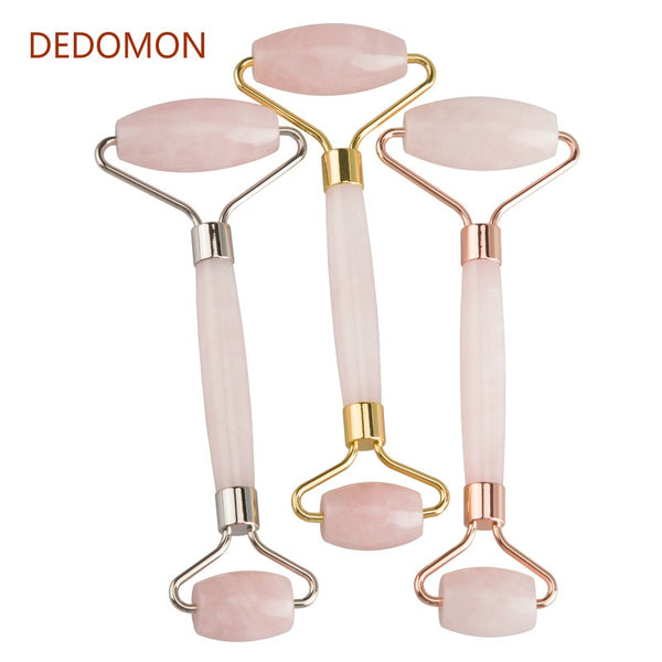 Rose Quartz Roller Slimming Face Massager Lifting Tool Natural Jade Facial Massage Roller Stone Skin Massage Beauty Care Set Box