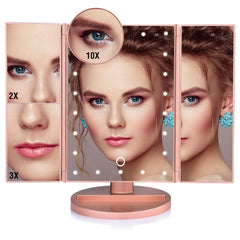 22 LED Lights Touch Screen Makeup Mirror Dropshipping Discounted Price 1X 10X Bright Adjustable USB Or Batteries Use 16 Lights