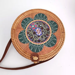 Woven Rattan Bag Round Straw Shoulder Bag Small Beach HandBags Women Summer Hollow Handmade Messenger Crossbody Bags