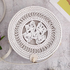 Woven Rattan Bag Round Straw Shoulder Bag Small Beach HandBags Women Summer Hollow Handmade Messenger Crossbody Bags