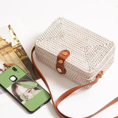 Woven Rattan Bag Round Straw Shoulder Bag Small Beach HandBags Women Summer Hollow Handmade Messenger Crossbody Bags